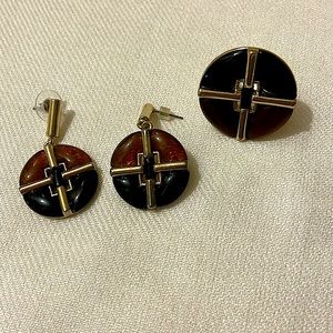 Ring and pierced earrings- no brand markings